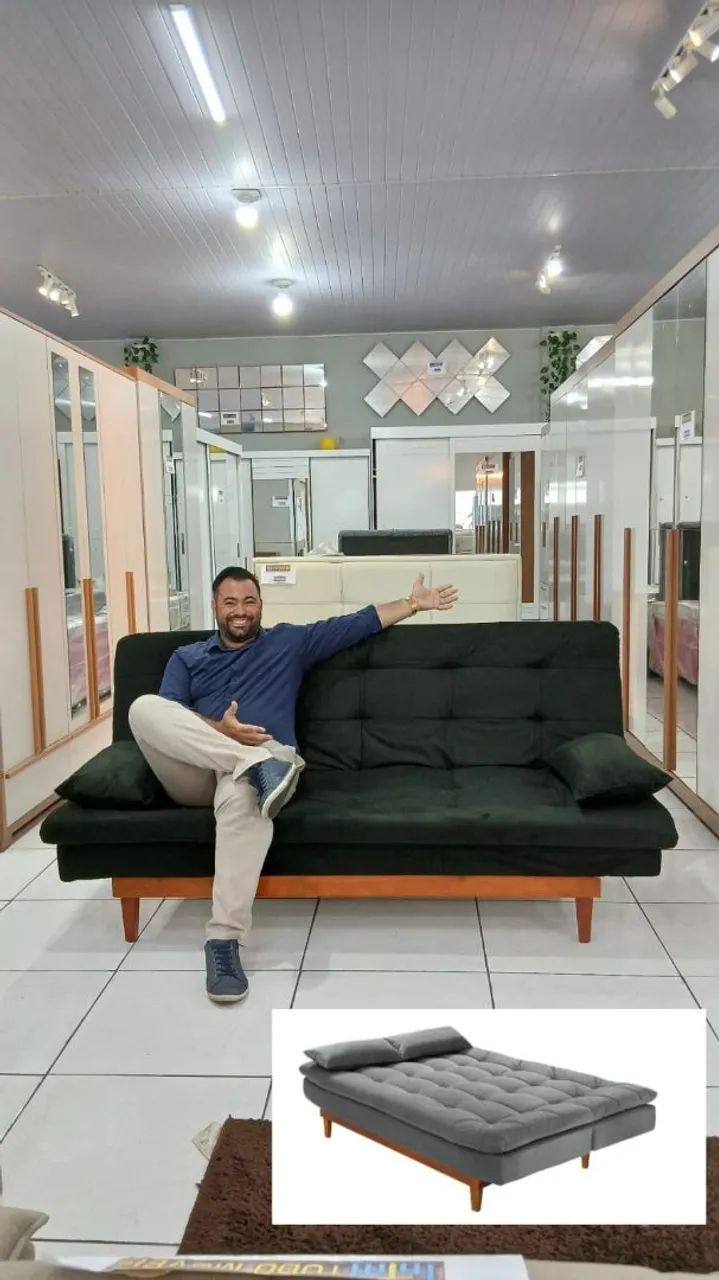 Sofá Cama Prático Com 3 Posições com Molas