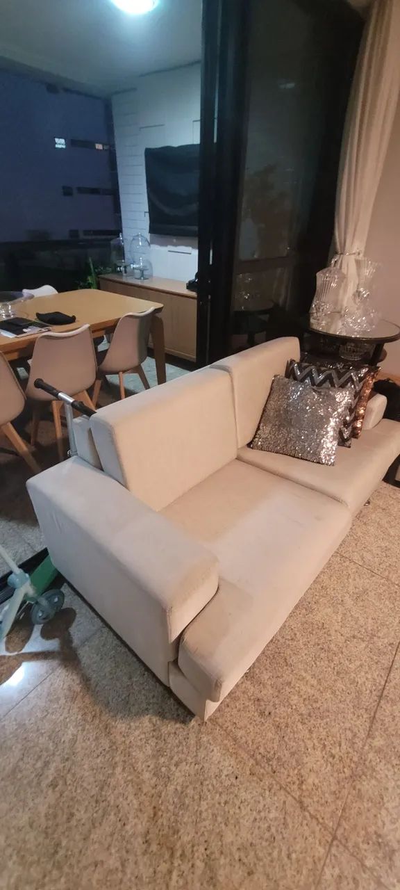 Jogo de sofa de 2 e 3 lugares em linho na cor cinza. - Foto 2