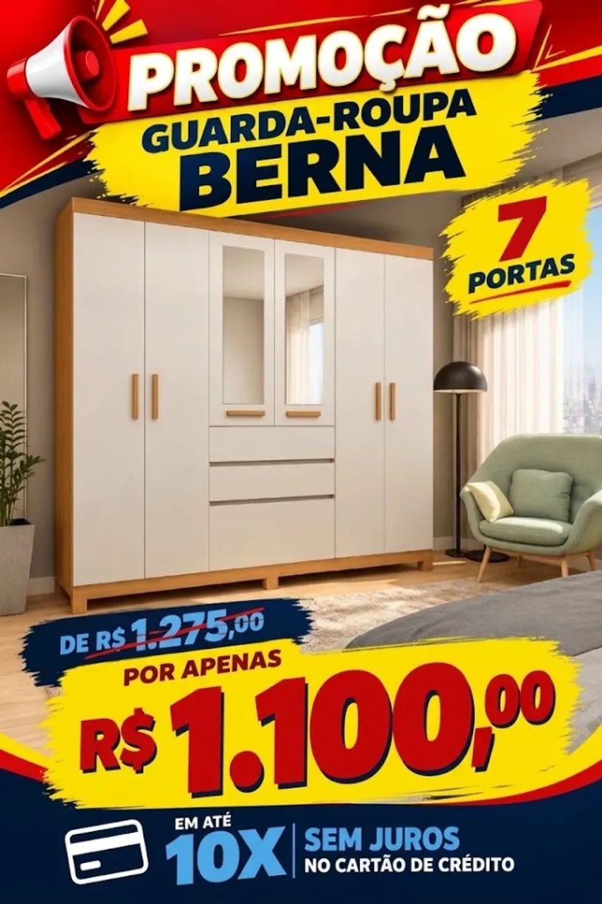 Guarda roupa com portas batentes (enquanto durar no estoque)