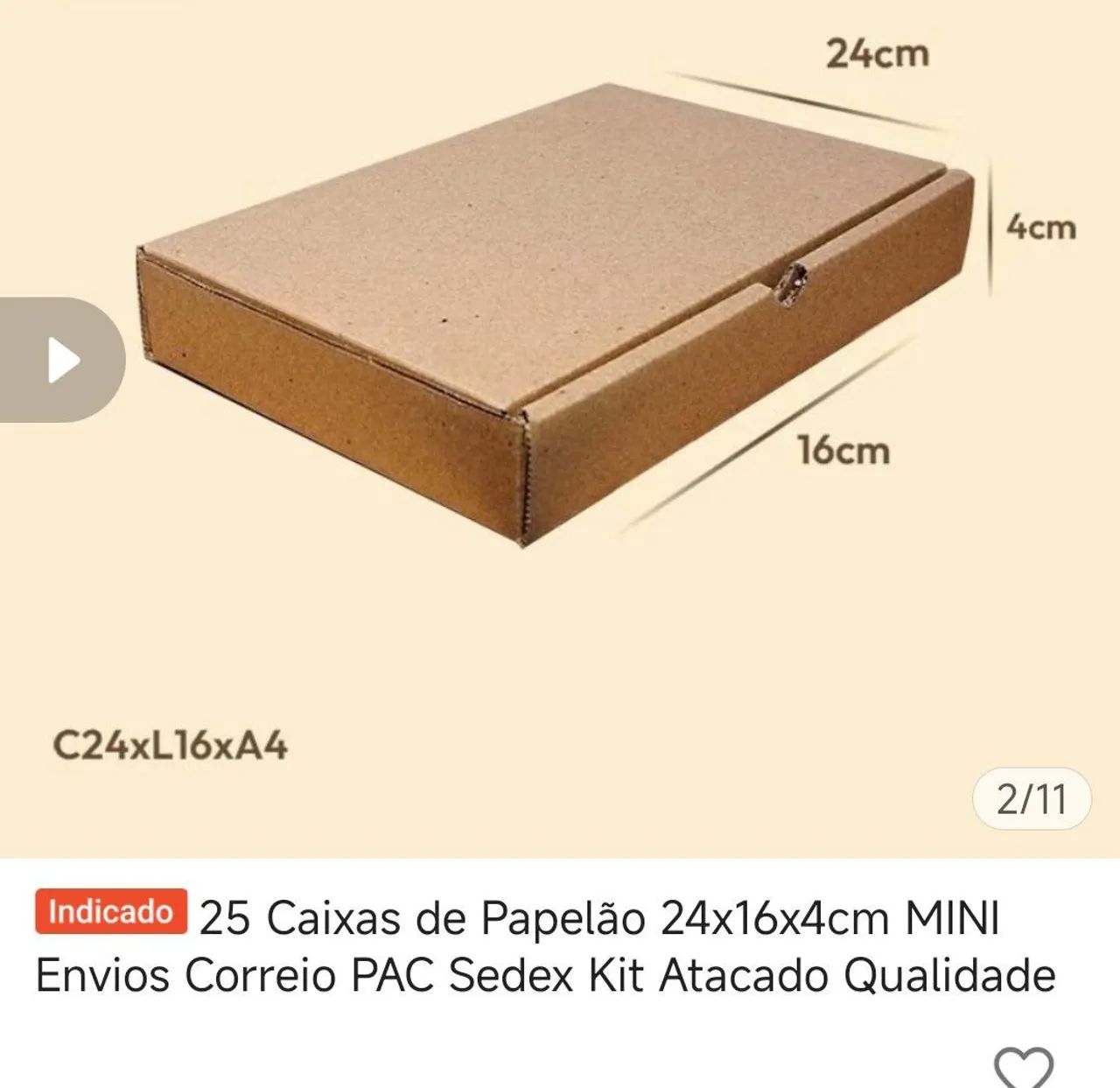 Caixa de papelão - 25 unidades 