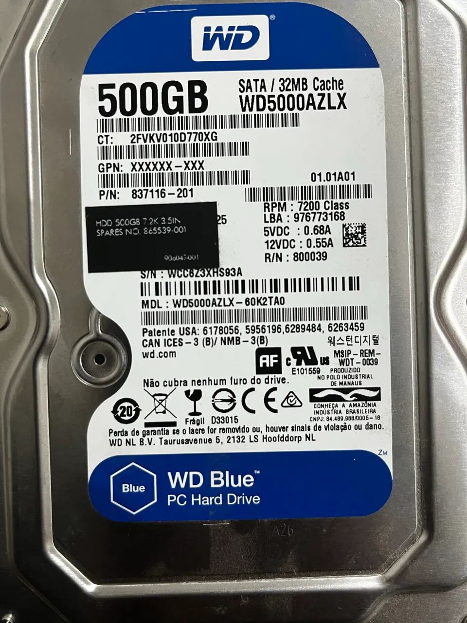 Vendo HD 500GB
