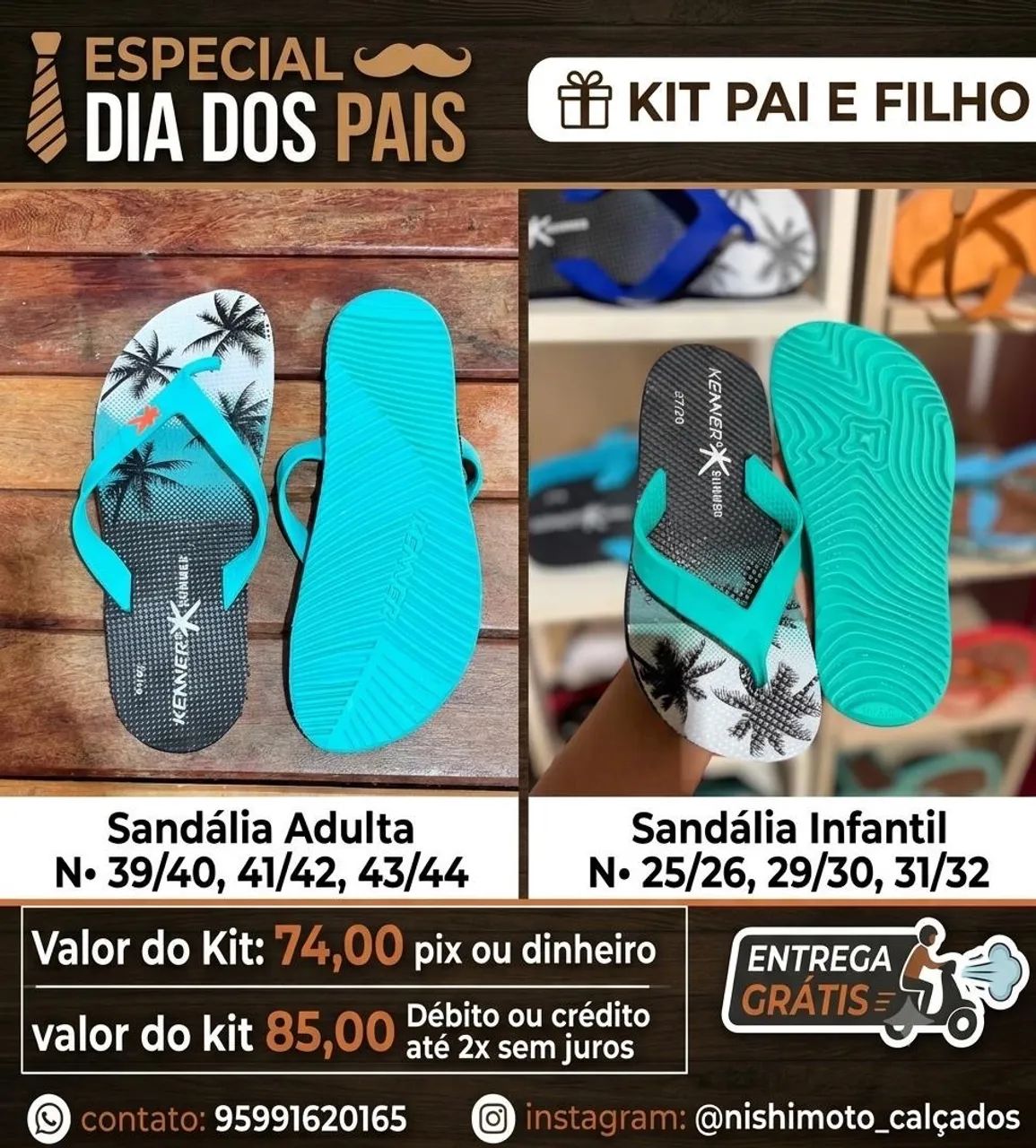 Kit sandália pai e filh - Foto 4