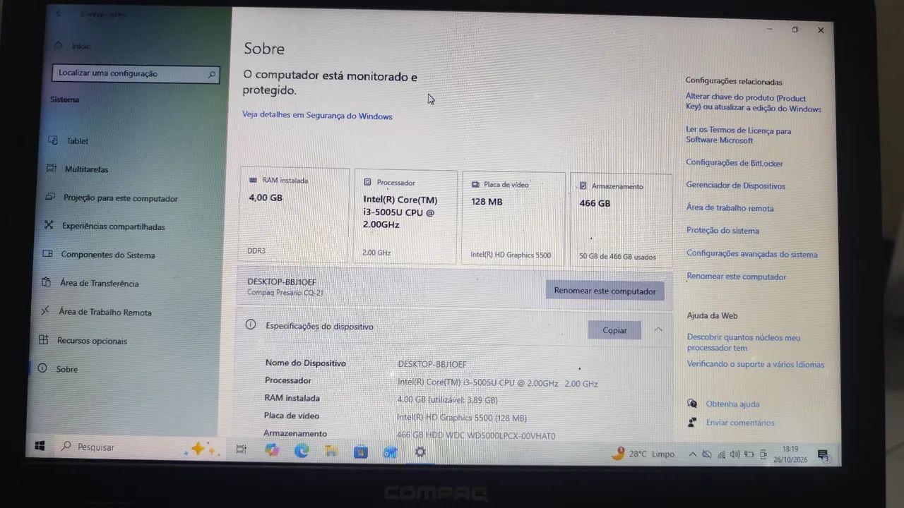 Notebook Compaq Intel Core i3 + Kit Teclado e Mouse Sem Fio<br> - Foto 5