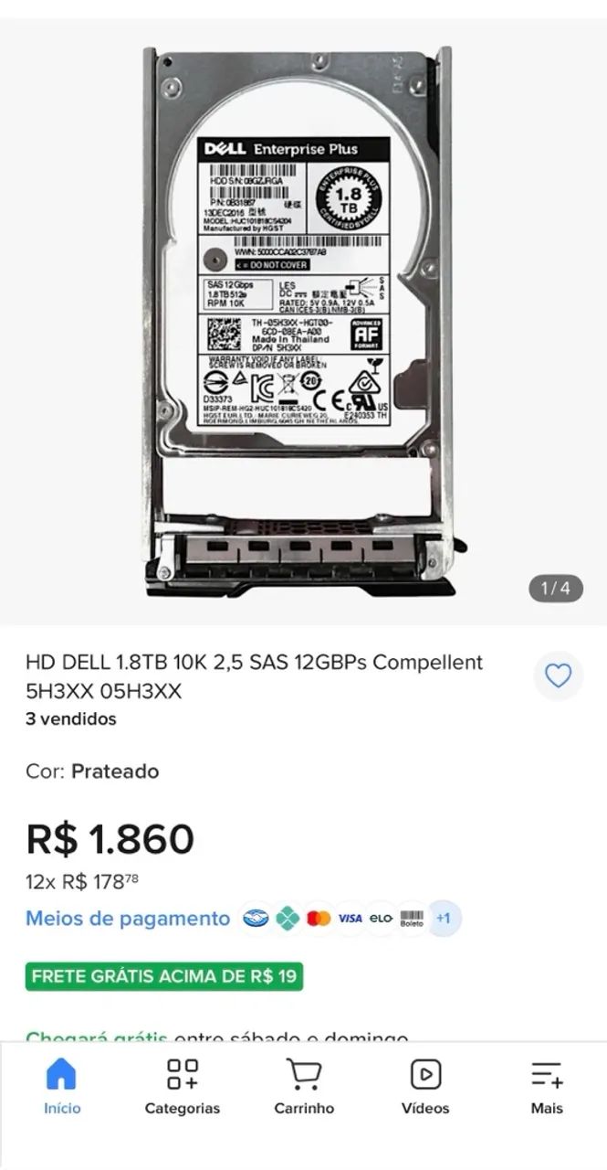 HD SAS 1.8Tb Servidor  - Foto 4