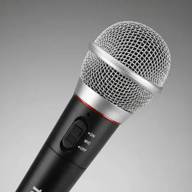 Microfone Dinâmico Sem Fio e com Fio 2 em 1 Com Receptor Wireless - Foto 2