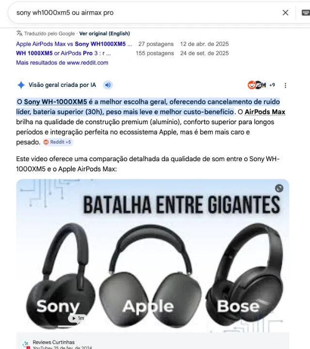 Headphone Sony WH1000XM5 - bate o Airmax Pro da Apple - Fones de