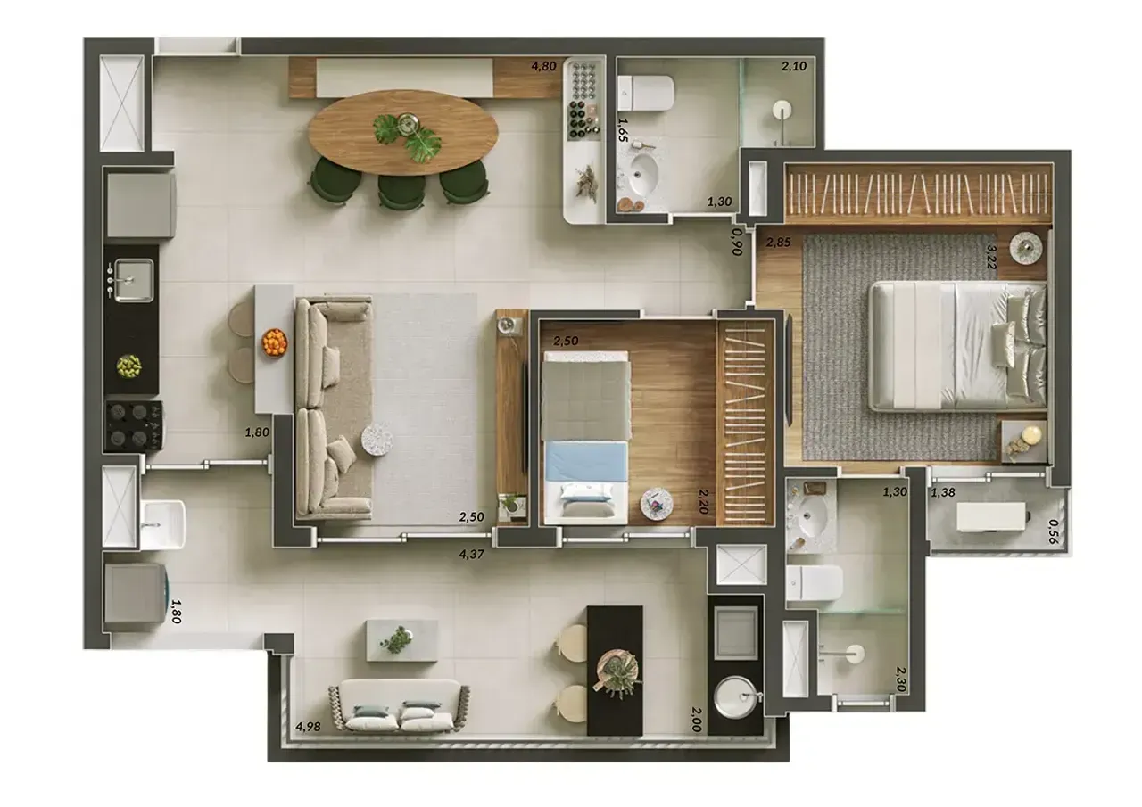 PLANTA 67m²