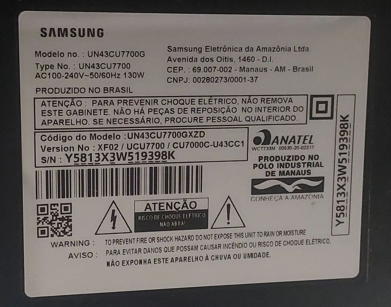 TV Samsung 43 polegadas mod. CU7700, tela cristal líquido vazado/ quebrada  - Foto 4