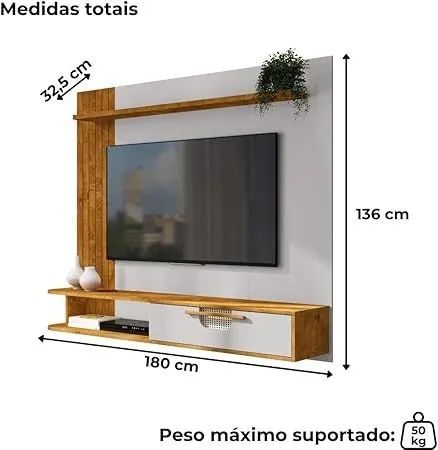 Painel Tv Até 65" Jeri Naturalle Off White -FAZEMOS ENTREGA! - Foto 3