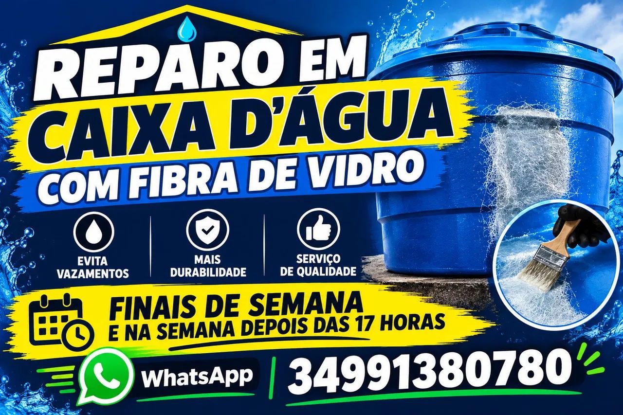 Serviço de fibra de vidro em caixa d'água 