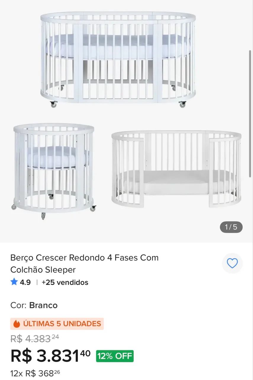 Berço Evolutivo 3 em 1 Com 2 Colchões  - Foto 5