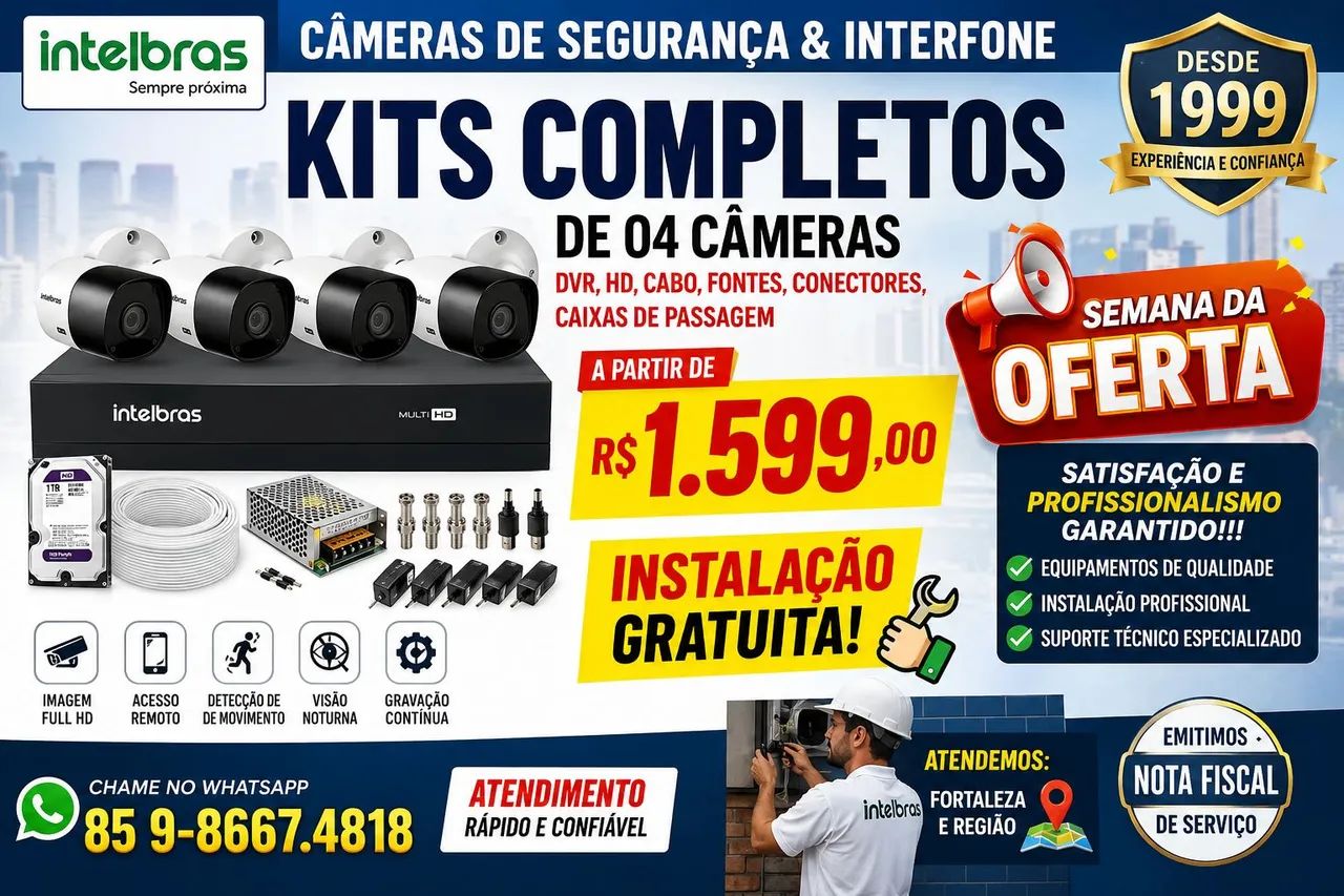 Kit completo  de 4 cameras Intelbras