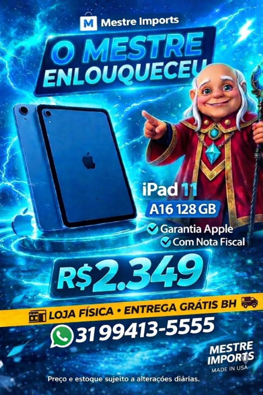 iPad 11 A16 128GB NOVO Garantia Apple Nota Fiscal Entrega BH