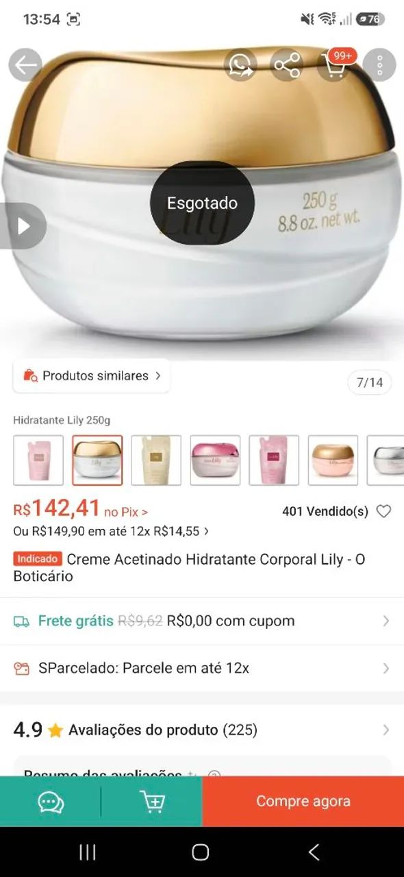 Creme hidratante lilly cheio nunca usado - Foto 2