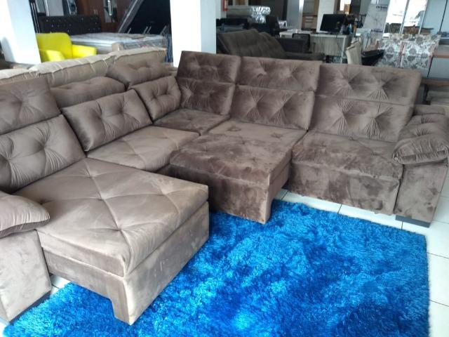 Torra Torra Loja das fabricas " sofa de canto com pillow 6 metros retratil e reclinavel - Foto 2