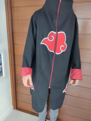 Capa Manto Akatsuki Naruto Cosplay Itachi + Bandana + Anel Tamanho