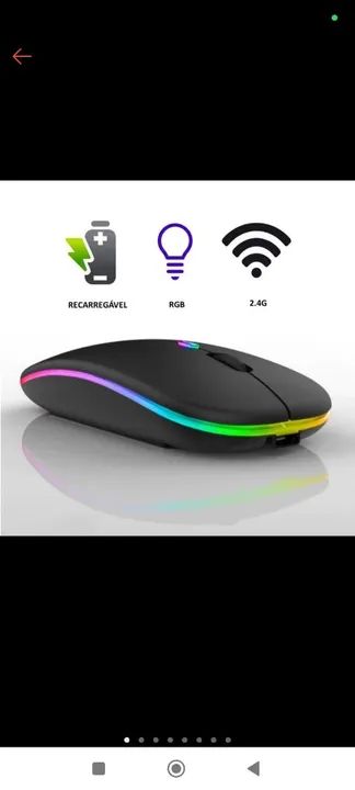 Mouse Sem Fio Recarregável, bluetooth e 2,4Ghz e Led - Foto 2