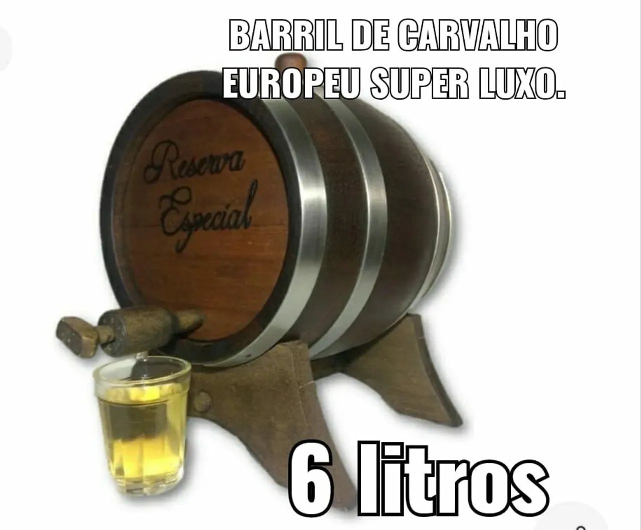 Barril de Carvalho Europeu 6 Litros - Luxo!
