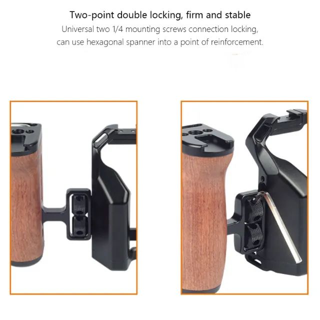 Punho Grip Lateral Side Handle P/ Cage Universal Madeira Cor Preto - Foto 2