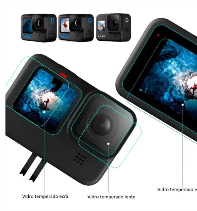 Kit Películas (Gopro) Protetora de Vidro Lente e LCD Frontal/Traseiro - Foto 4