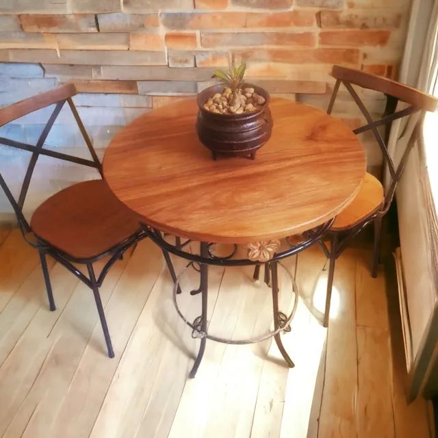 Jogo de mesa Vintage com 2 cadeiras rústica  - Foto 4
