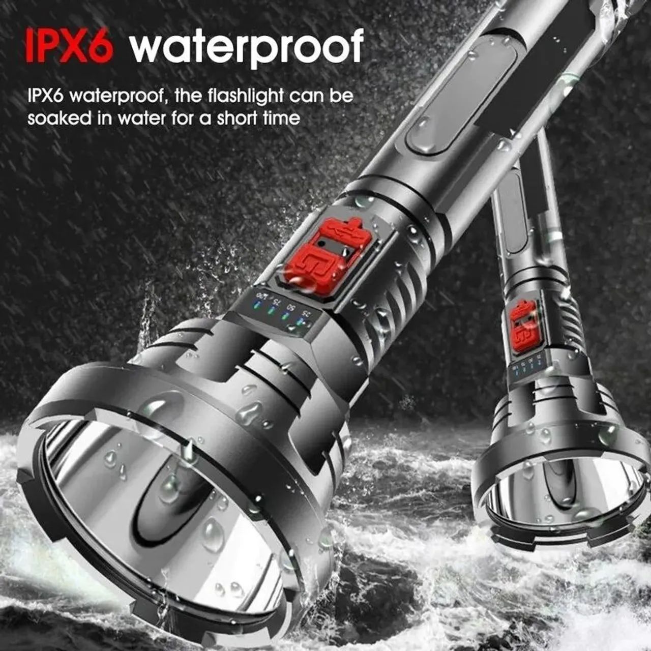 LANTERNA LED GRANDE POTENTE RECARREGÁVEL USB PORTÁTIL ULTRA BRILHANTE  - Foto 5