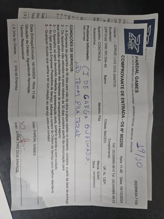 Controle DualShock PS4 (Original/Com defeito) - Foto 3