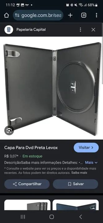Capa para DVD Preta Levox - Nova