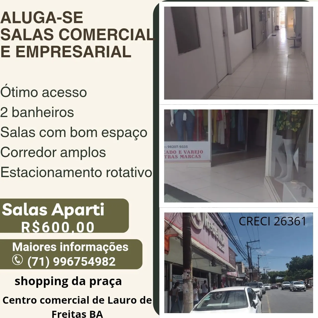 Salas comerciais e empresarial , no centro comercial de Lauro de Freitas