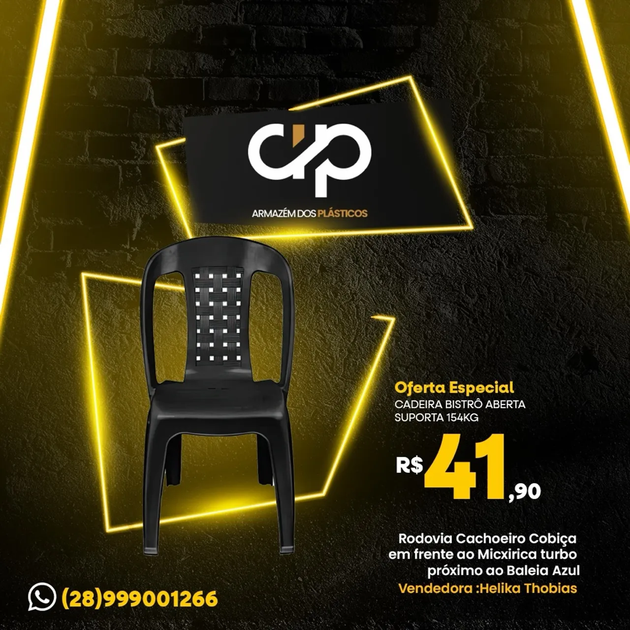 Cadeira Bistrô Aberta Preta - Oferta Especial!