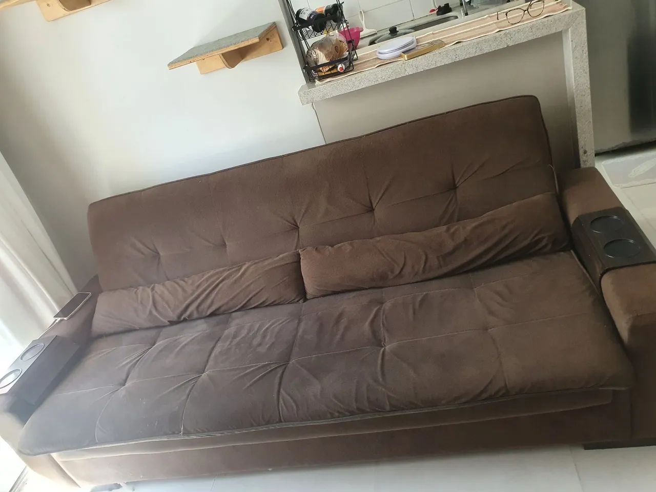 Sofá Cama 3 lugares em suede - Foto 4