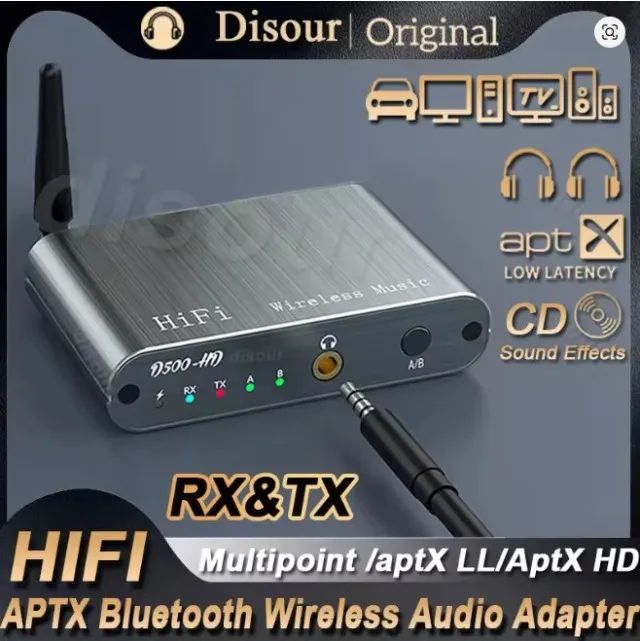 Transmissor Receptor Bluetooth 5.2, APTX-HD, Adaptativo, Adaptador de Áudio Sem Fio