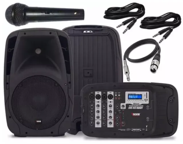 Super Kit Caixa Novik Evo 410 C/ Mesa Preto - Bivolt + Dois Tripé para Caixa