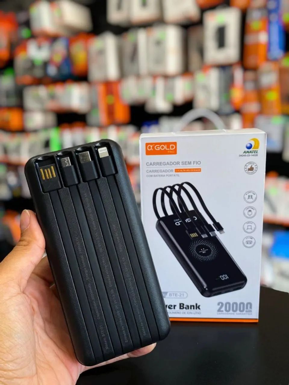 CARREGADOR PORTÁTIL 20.000 MAH GOLD COM INDUÇÃO BTE-21 - Foto 3