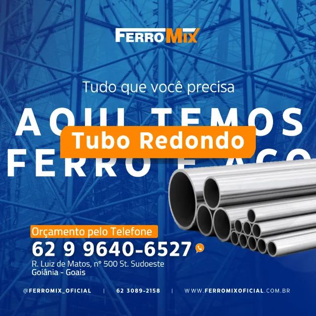 Tubo Redondo em Aço - Qualidade e Bom Preço - Ferragesn para Serralheira e Construção