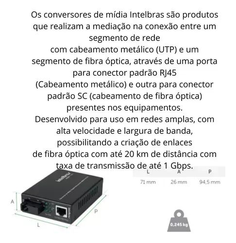 Intelbras KFS 1120 - Conversor de Midia Fast Monomodo 20Km - Foto 4