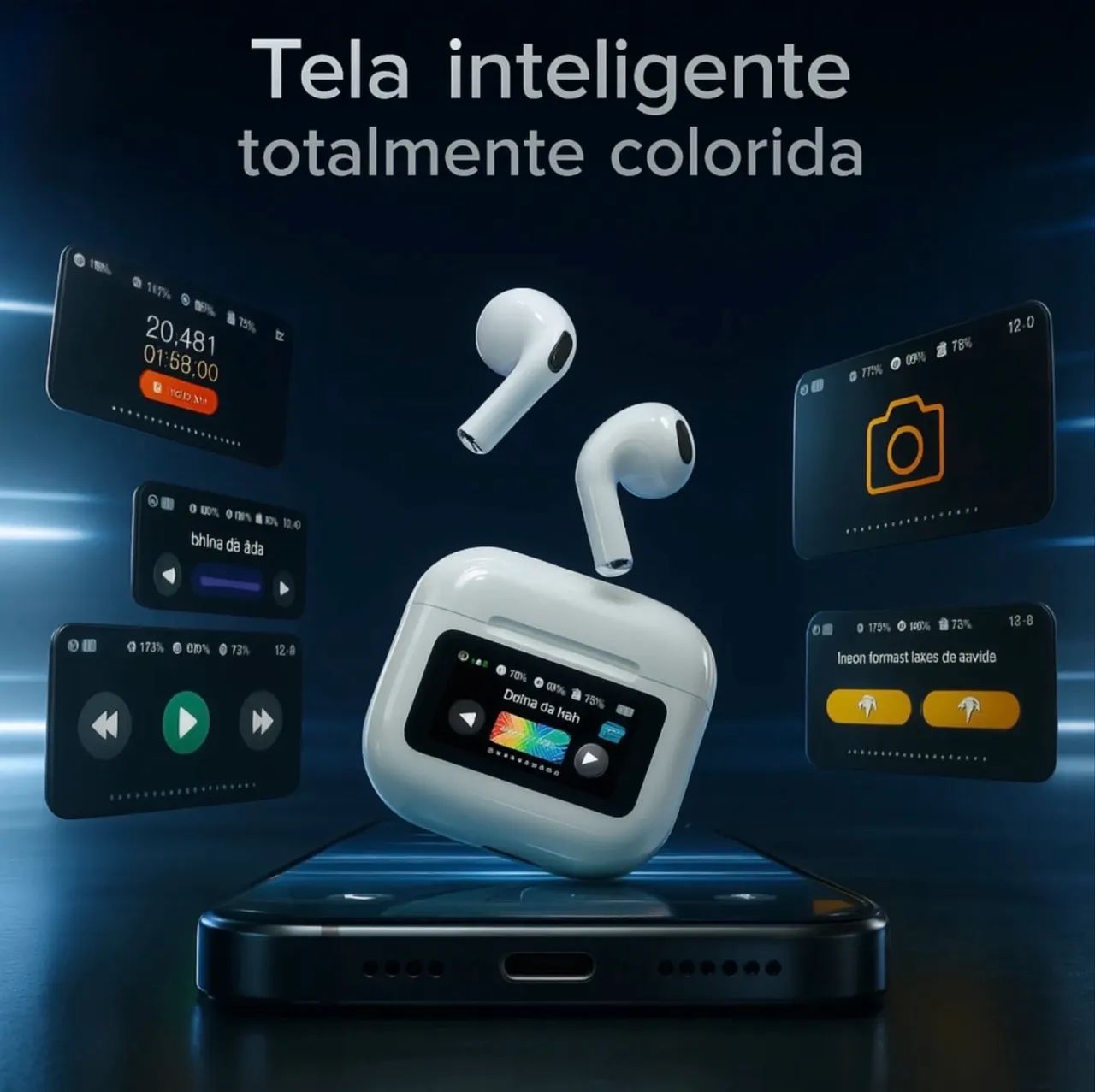 Fone Bluetooth Sem Fio Tws Anc Cancelamento Ruido Tipo C Usb Branco - Foto 4