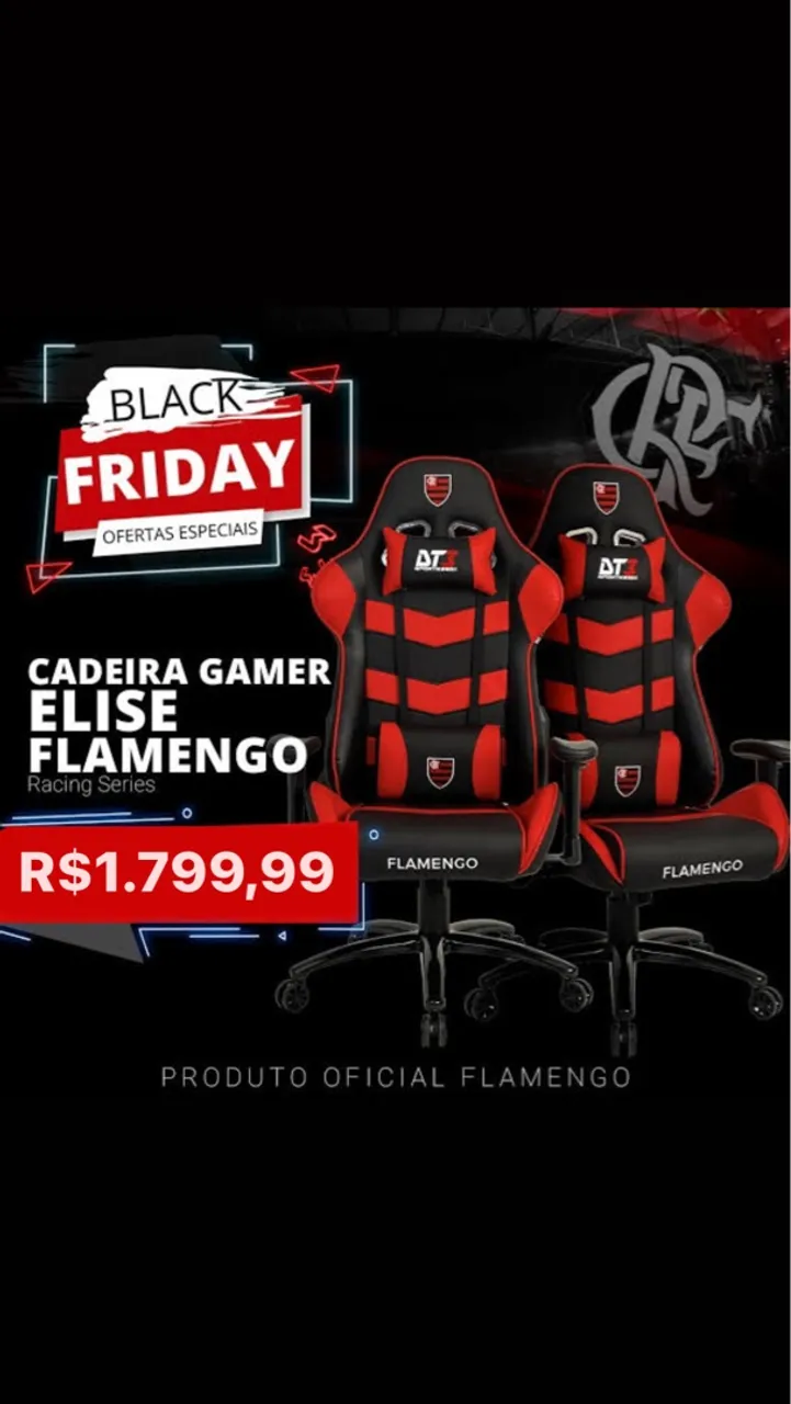 Cadeira Gamer Elise Flamengo Oficial DT3