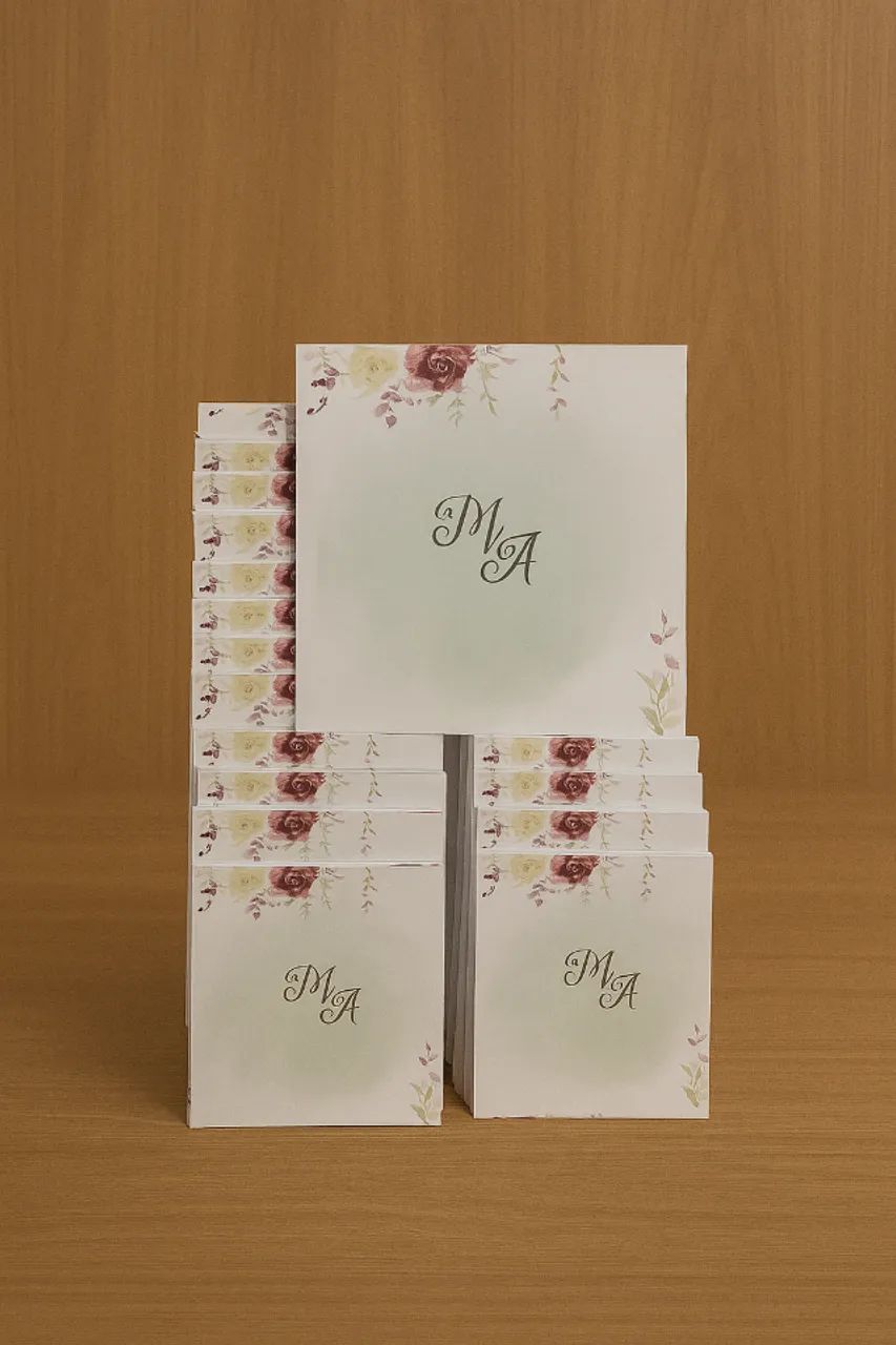 Impressão de convites de casamento e instruções para padrinhos