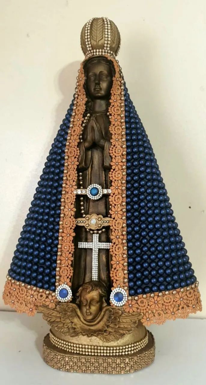  Imagem Nossa Senhora Aparecida com 40cm, meia pérola, guipir, strass- FINO ACABAMENTO  - Foto 6
