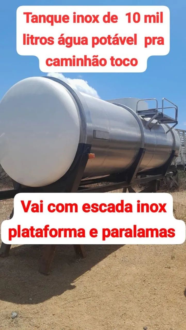 Tanque pipa inox de  10 mil litros água potável  pra caminhão  toco 
