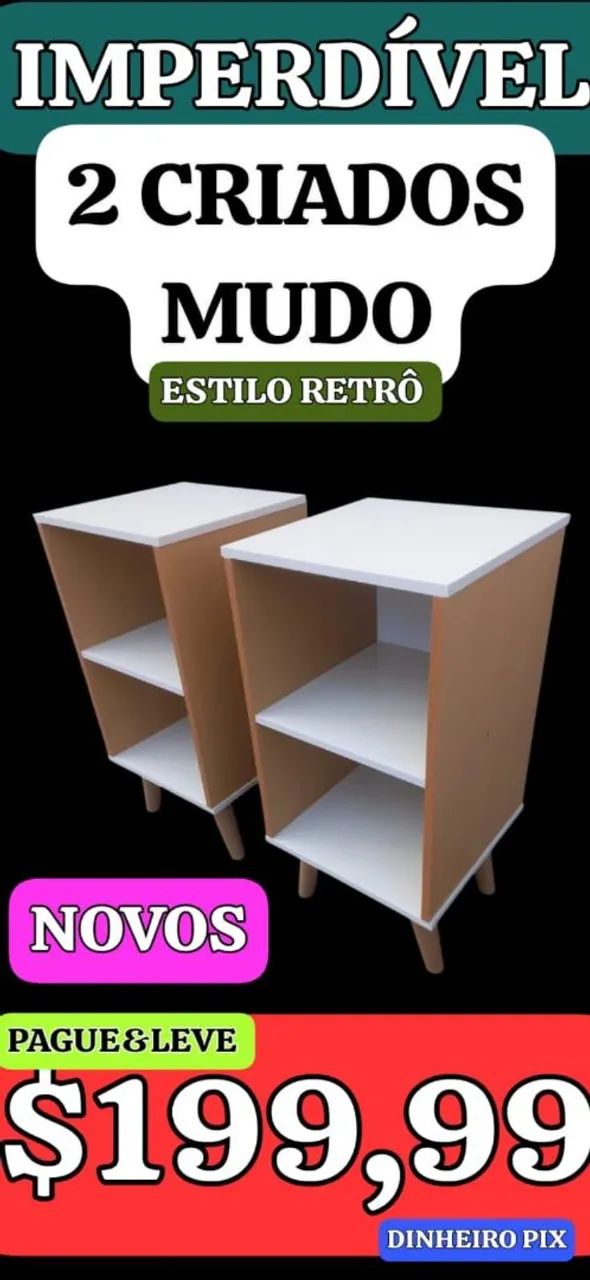 2 Criados Mudo Estilo Retrô - Imperdível!