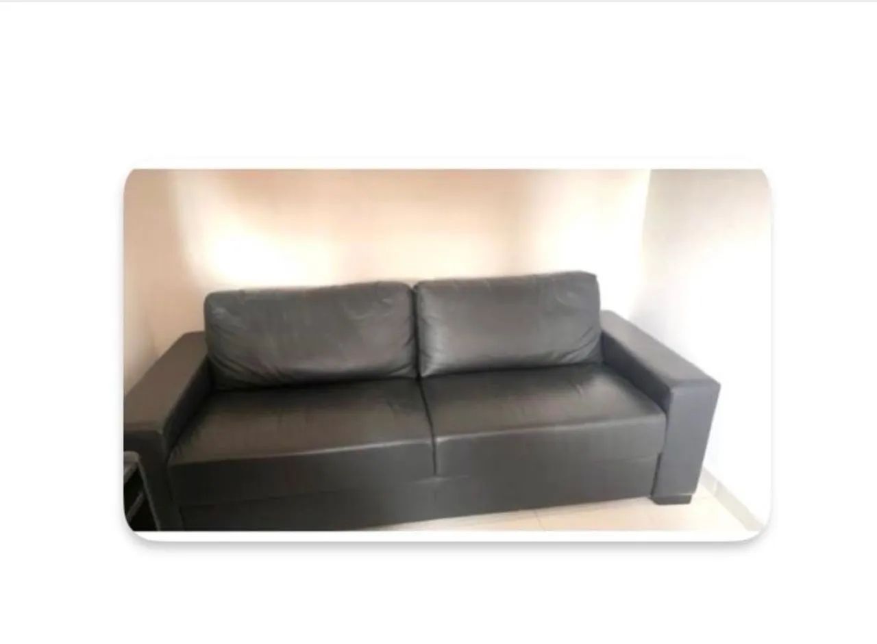 Sofá de couro 4 lugares preto 