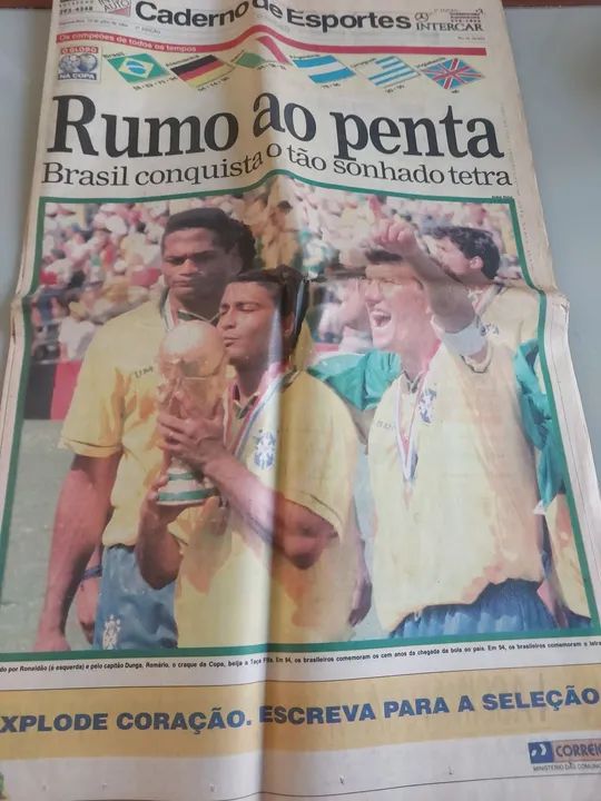 Jornal O Globo Brasil Tetra- 1994.