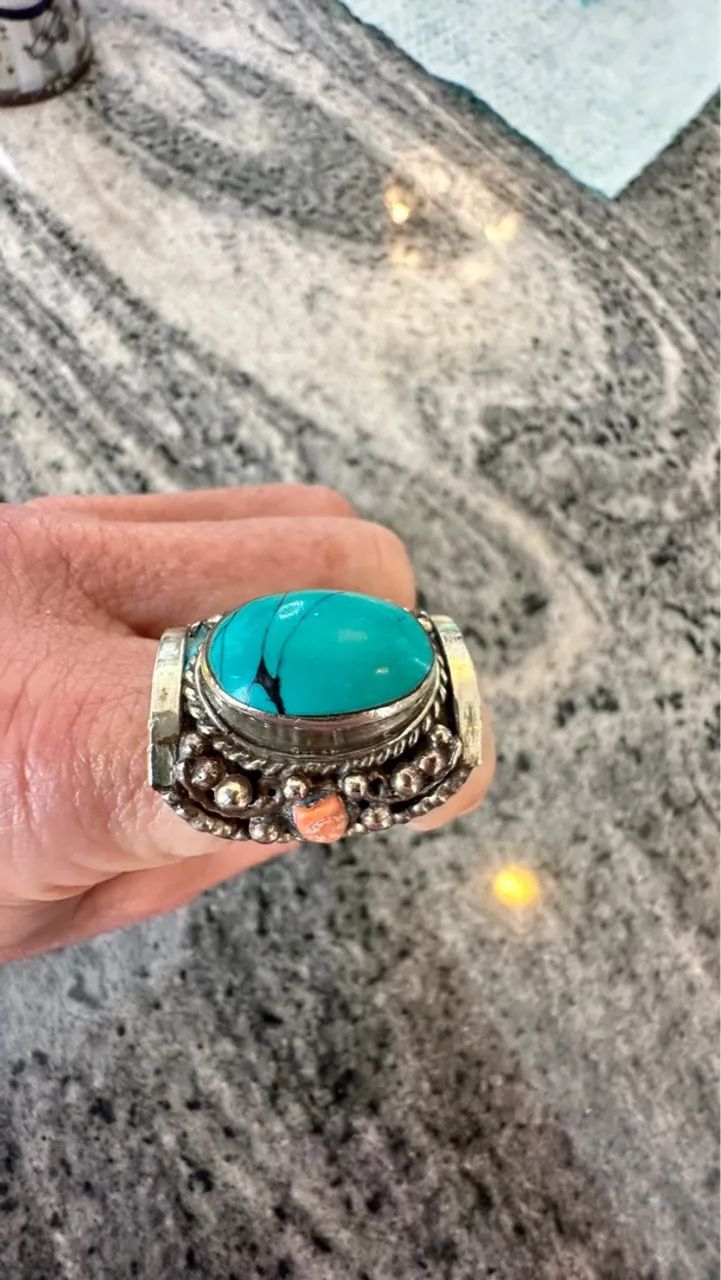 Anel de prata com turquesa - Foto 4