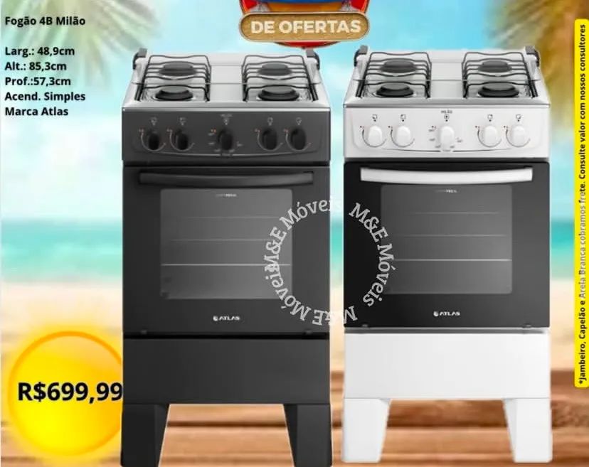 Fogão 4B Milão Atlas - Entrega Imediata Gratuita