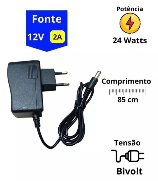 Fonte Eletrônica 12V 2A 24W Bivolt Plug P4 - Foto 2