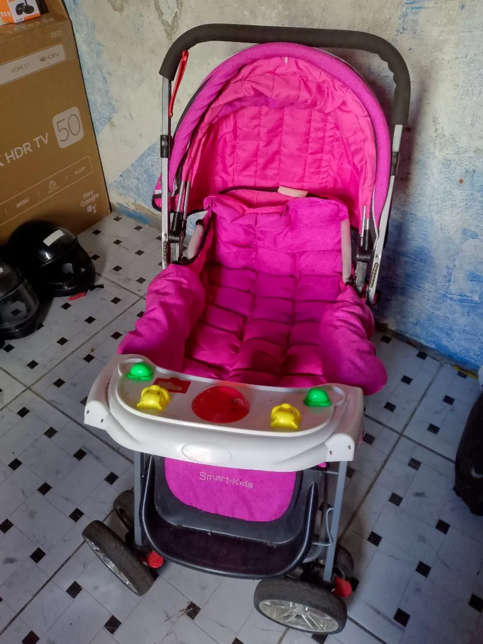 Carrinho de Bebê Smart Kids Rosa
