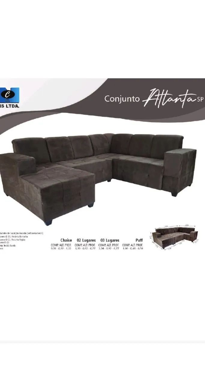 Sofá de canto novo com puf 