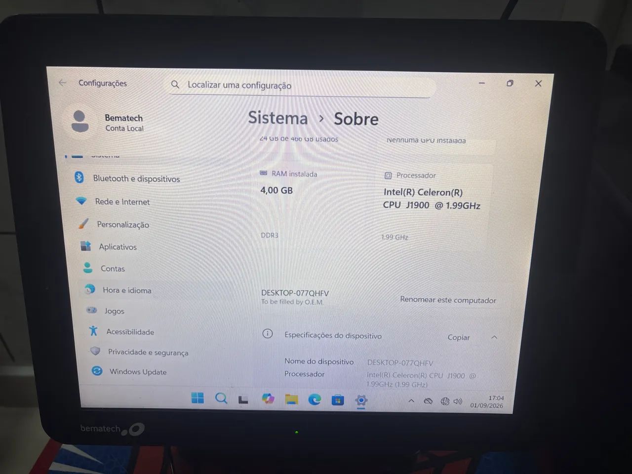 Bematech - Computador SB1050 seminovo